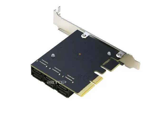 Alt view image 4 of 6 - PCIe SATA Card 6Ports, RIITOP PCI-e Express to SATA3 6Gbps Expansion Controller Adapter Card, ASM1166 Chip Non-Raid,with 6 SATA Cables and Low Profile Bracket, Support 6 SATA 3.0 Devices