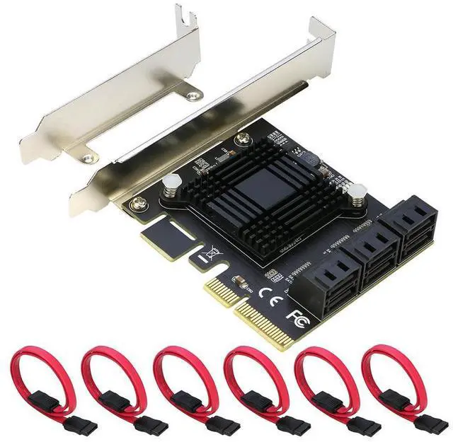 Main image of PCIe SATA Card 6Ports, RIITOP PCI-e Express to SATA3 6Gbps Expansion Controller Adapter Card, ASM1166 Chip Non-Raid,with 6 SATA Cables and Low Profile Bracket, Support 6 SATA 3.0 Devices