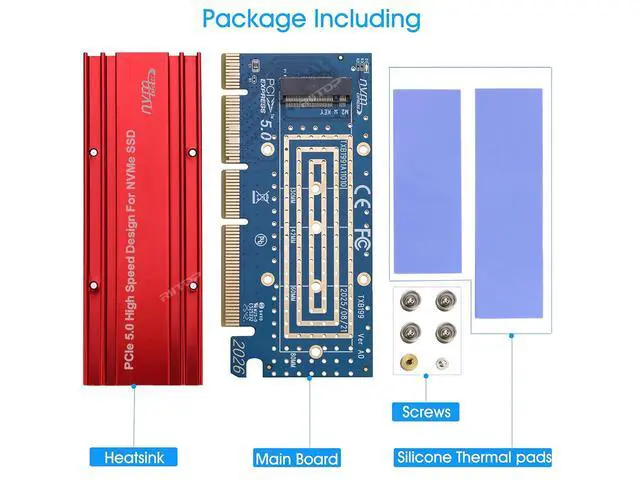 Alt view image 4 of 7 - M.2 NVMe to PCIE 5.0 4x 8x 16x Adapter Card, For M Key 2230 2242 2260 2280 mm Size PCIe M.2 SSD Full Speed
