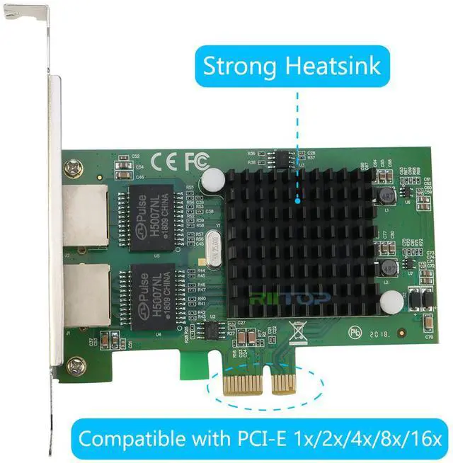 Alt view image 3 of 7 - RIITOP 2-Port 1000M PCIe Express Network Adapter Card NIC Intel 82575 Chipset Dual RJ45 PCI Express Gigabit Ethernet Lan Card Come with Low Profile Bracket