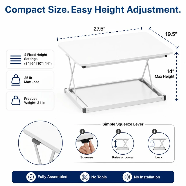 Alt view image 4 of 7 - CHANGEdesk Mini Compact Standing Desk Converter - Sit Stand Desk Riser for Small Spaces