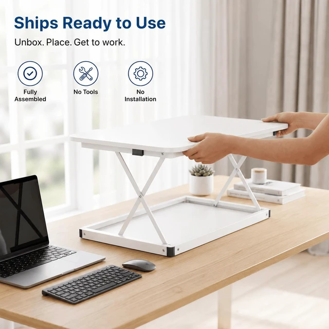 Alt view image 5 of 7 - CHANGEdesk Mini Compact Standing Desk Converter - Sit Stand Desk Riser for Small Spaces