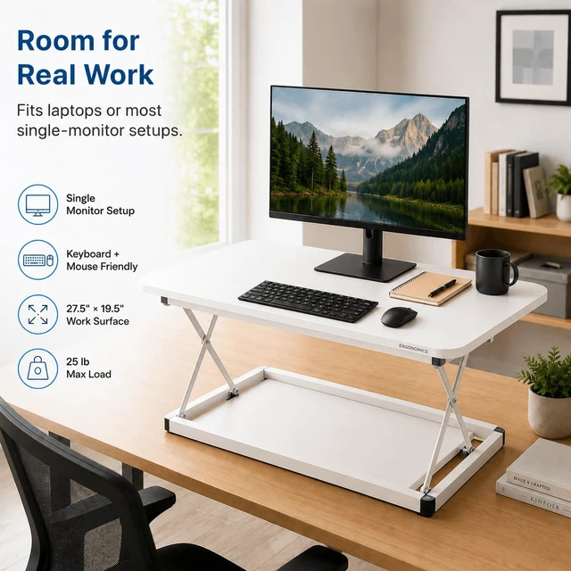 Alt view image 6 of 7 - CHANGEdesk Mini Compact Standing Desk Converter - Sit Stand Desk Riser for Small Spaces