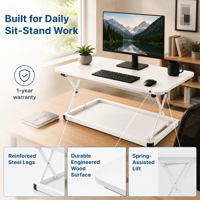 Alt view image 7 of 7 - CHANGEdesk Mini Compact Standing Desk Converter - Sit Stand Desk Riser for Small Spaces