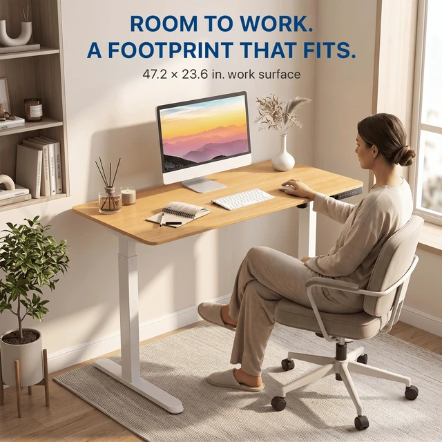Alt view image 2 of 7 - Rise Up Essential Electric Standing Desk with One-Piece 47.2 in. Desktop