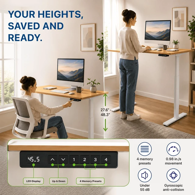 Alt view image 4 of 7 - Rise Up Essential Electric Standing Desk with One-Piece 47.2 in. Desktop