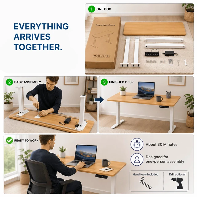 Alt view image 6 of 7 - Rise Up Essential Electric Standing Desk with One-Piece 47.2 in. Desktop