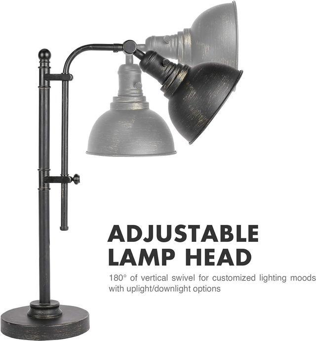 Alt view image 5 of 7 - VONLUCE Rustic Desk Lamp Black Adjustable, Industrial Style Metal Task Lamp (25"-29"), Vintage Work Lamp, Farmhouse Reading Lamp in Aged Bronze Finish, ETL Certificate