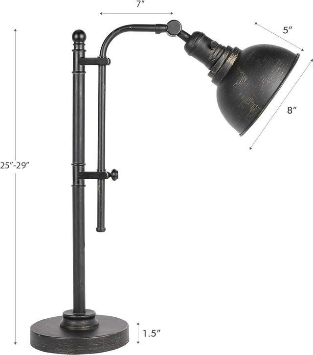 Alt view image 6 of 7 - VONLUCE Rustic Desk Lamp Black Adjustable, Industrial Style Metal Task Lamp (25"-29"), Vintage Work Lamp, Farmhouse Reading Lamp in Aged Bronze Finish, ETL Certificate