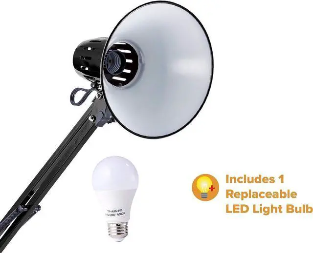 Alt view image 6 of 7 - Bostitch Office VLF100D Swing Arm Desk Lamp, Metal, 36" Reach with Multi-Joint Adjustment, Includes Replaceable LED Bulb (VLF), Black