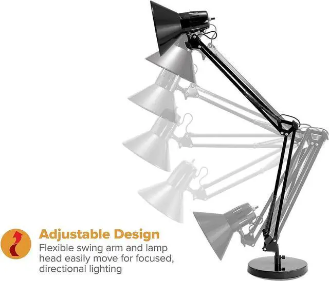 Alt view image 5 of 7 - Bostitch Office VLF100D Swing Arm Desk Lamp, Metal, 36" Reach with Multi-Joint Adjustment, Includes Replaceable LED Bulb (VLF), Black