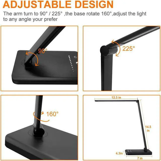 Alt view image 4 of 5 - White Crown LED Desk Lamp Dimmable Table Lamp Reading Lamp with USB Charging Port, 5 Lighting Modes, Sensitive Control, 30/60 Minutes Timer