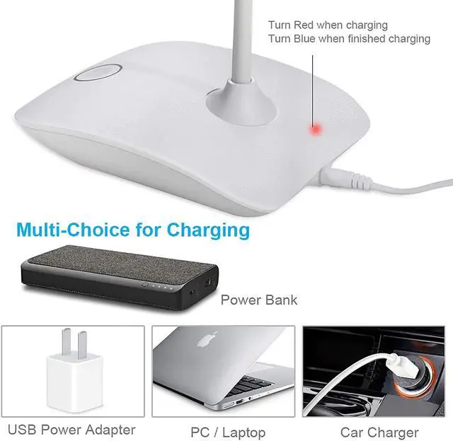Alt view image 5 of 7 - DEEPLITE LED Desk Lamp with Flexible Gooseneck 3 Level Brightness, Battery Operated Table Lamp 5W Touch Control,Compact Portable lamp for Dorm Study Office Bedroom,Eye-Caring and Energy Saving