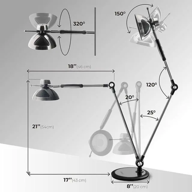 Alt view image 4 of 7 - OTUS Desk Lamp Gesture Control, LED Architect Desk lamp for Home Office, Adjustable Metal Swing Arm, Tall Task Light for Drafting or Bedside Table Reading, 12 Brightness, 3 Touch Eye-Caring Modes
