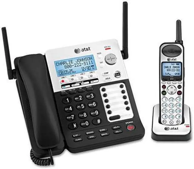 Alt view image 5 of 5 - AT&T ATTSB67138 Corded- Cordless Phone, 4- Line, Dect 6.0, Caller ID, BK- SR