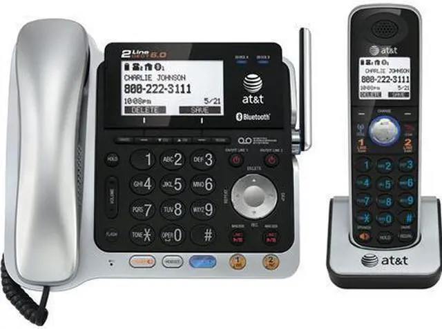 Alt view image 5 of 5 - AT&T TL86109  ATT 2-line Corded-Cordless with ITAD