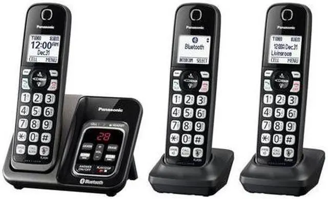 Alt view image 14 of 17 - Panasonic - KX-TGD563M - Panasonic Link2Cell KX-TGD563M Bluetooth/DECT 6.0 1.93 MHz Cordless Phone - Metallic Black -