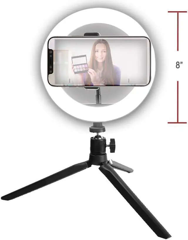 Alt view image 4 of 14 - Vivitar 8 Inch LED Ring Light Dimmable Lamp for Iphone Smartphone with Tripod Mount Stand