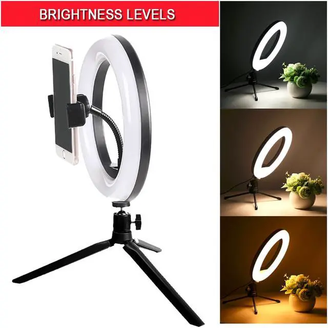 Alt view image 6 of 14 - Vivitar 8 Inch LED Ring Light Dimmable Lamp for Iphone Smartphone with Tripod Mount Stand