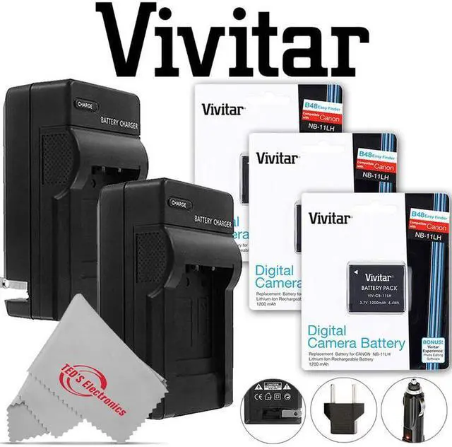 Main image of Three Vivitar VIV-CB-11LH Battery and Two Battery Charger for Canon NB-11L/NB-11LH