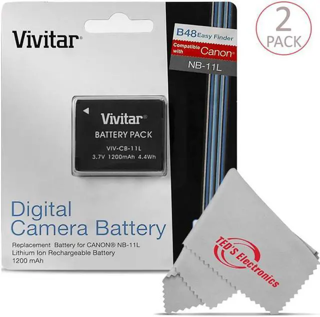 Alt view image 2 of 4 - Two Vivitar VIV-CB-11LH Li-On Battery and Battery Charger for Canon NB-11L/NB-11LH