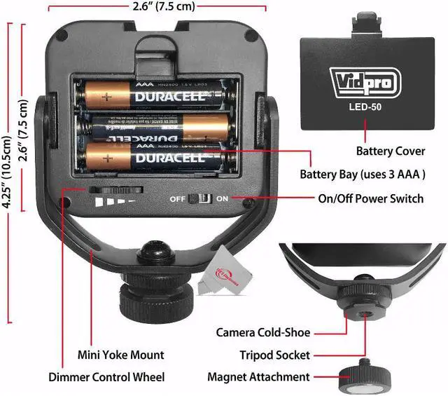 Alt view image 2 of 5 - Vidpro LED-50 Photo And Video Led Light