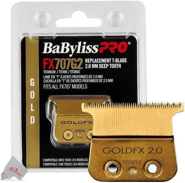 Alt view image 2 of 3 - 3x BaByliss PRO Replacement GoldFX Skeleton T-Blade 2.0mm Deep Tooth FX707G2