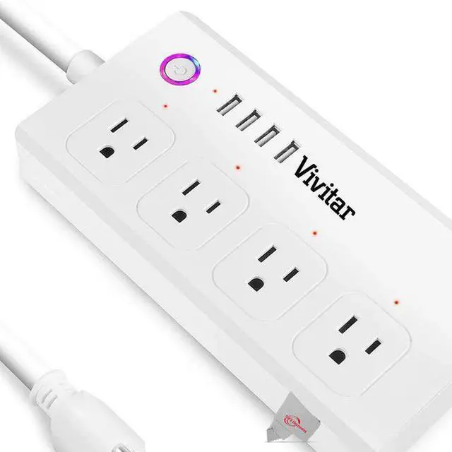 Alt view image 2 of 3 - 2x Vivitar Smart Home Smart Plug Power Strip 4 Wi-Fi Outlets + 4 USB Ports Compatible with Alexa and Google Home No Hub Required