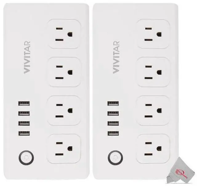 Main image of 2x Vivitar Smart Home Smart Plug Power Strip 4 Wi-Fi Outlets + 4 USB Ports Compatible with Alexa and Google Home No Hub Required