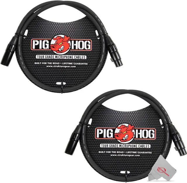 Main image of Pig Hog 8mm XLR Microphone Cable Male to Female 3 Ft Fully Balanced Premium Mic Cable  - 2 Units