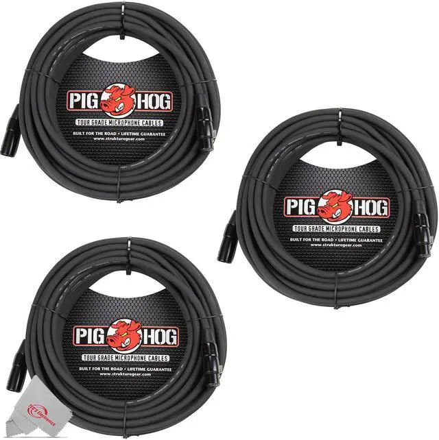 Main image of Pig Hog 8mm XLR Microphone Cable Male to Female 50 Ft Fully Balanced Premium Mic Cable - 3 Units