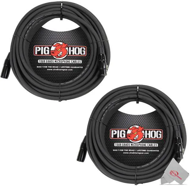 Main image of Pig Hog 8mm XLR Microphone Cable Male to Female 50 Ft Fully Balanced Premium Mic Cable - 2 Units