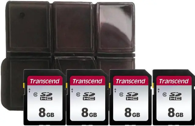 Main image of 4x Transcend 8GB TS8GSDC300S SDHC Memory Card with Memory Card Holder