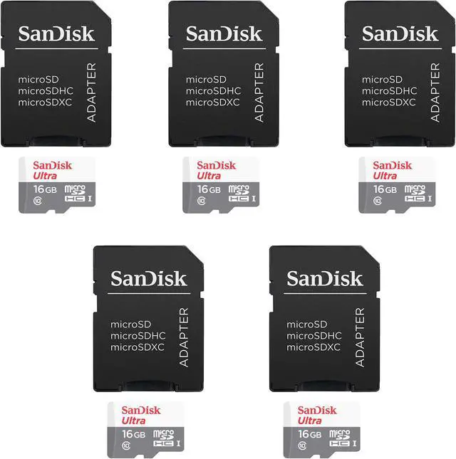 Main image of 5 Packs SanDisk 16GB Ultra UHS-I microSDHC Memory Card with SD Adapter