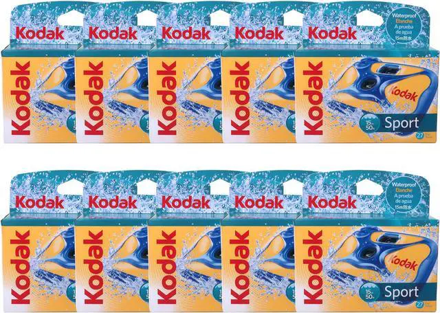 Main image of 10x Kodak Water and Sport One-Time Use Disposable Camera (ISO-800) Waterproof (50'/15 m) 35mm - 27 Exposures