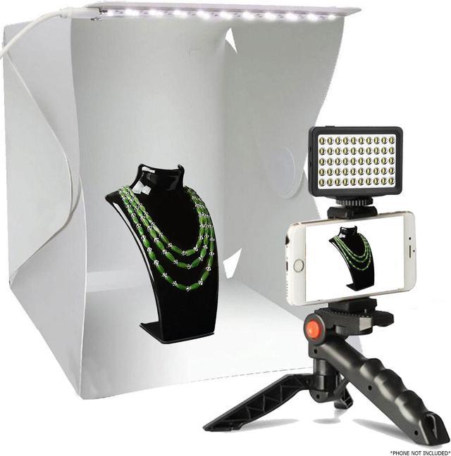 Vivitar Pistol Grip Tripod + LED Video Light & Lightbox For Simple Product  Photography 