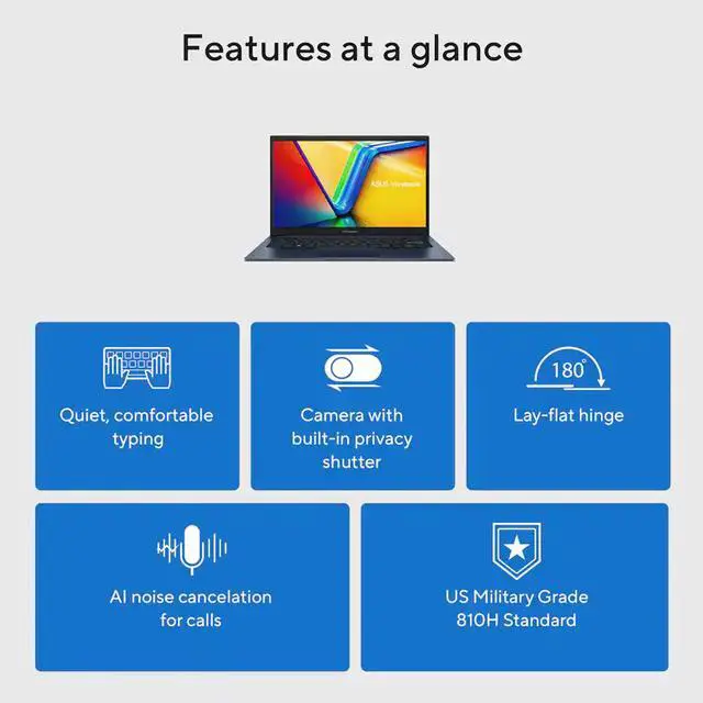 Alt view image 9 of 11 - ASUS - Vivobook 14 14" FHD Laptop - Intel Core i5 - 12GB Memory - 256GB SSD - Quiet Blue