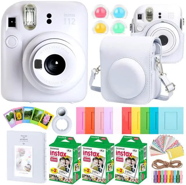 Main image of All-in-1 Instax Mini 12 Clay White Camera Bundle Case Album Frames 60 Film Pack Kit Gift