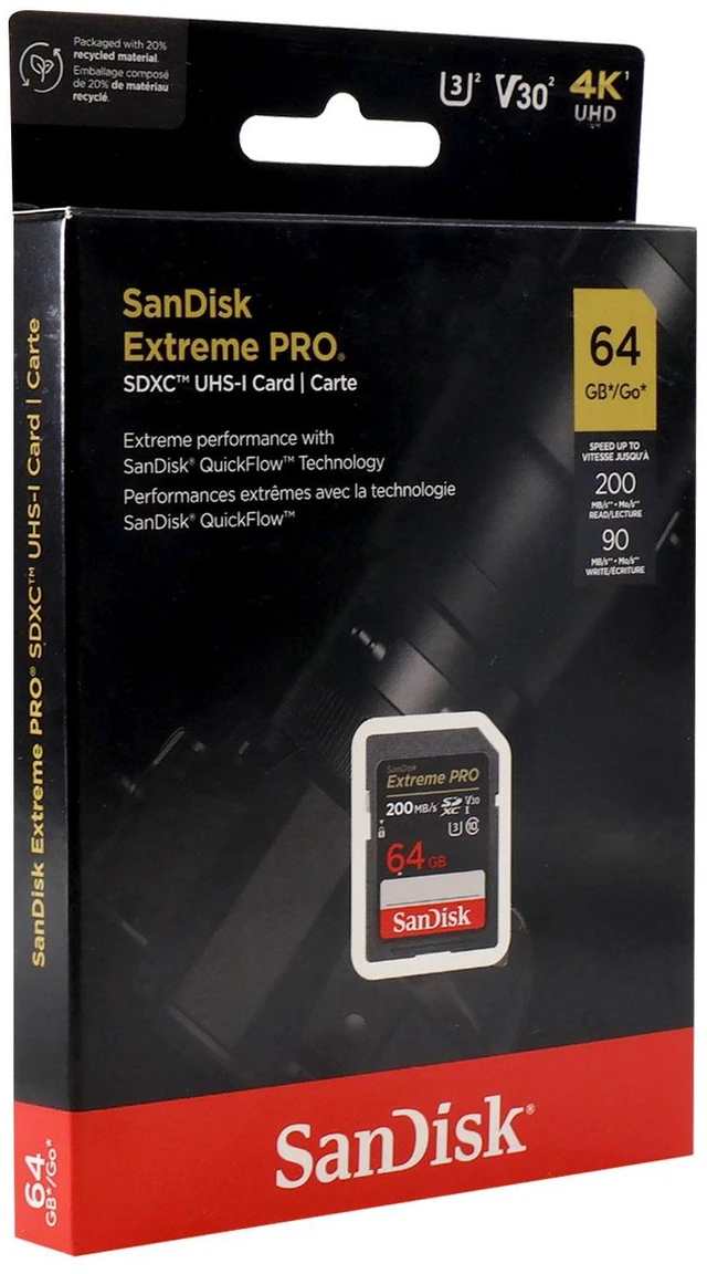 Alt view image 3 of 5 - 3x Sandisk 64GB Extreme PRO SDXC UHS-I Memory Card + Card Wallet