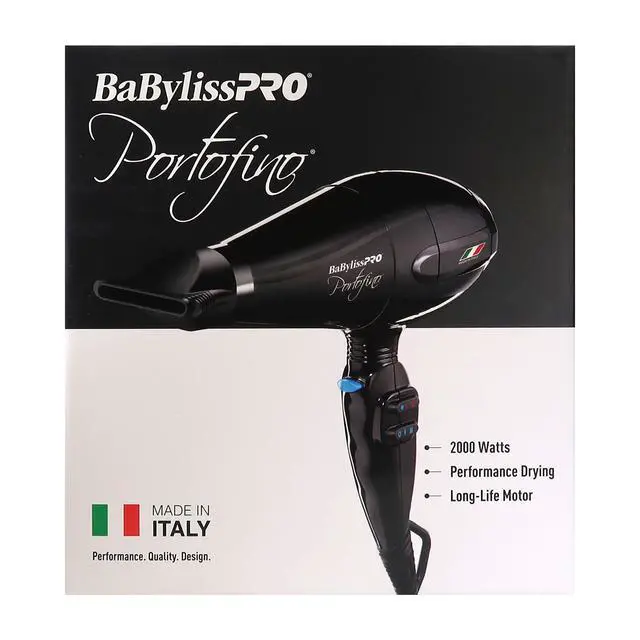 Alt view image 4 of 7 - BaByliss Pro Portofino 2000 Watts Dryer Black BPOR1 with Porcelain Ceramic Limited Edition Straightening Iron 1" and Spring Curling Iron 1¼" Styling Set