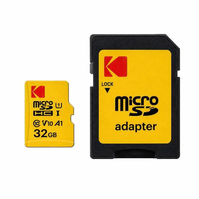 Alt view image 2 of 2 - Kodak 32GB Premium Performance microSDHC Memory Card Class 10 UHS-I U1 V10 A1 with SD Adapter - 3-Pack