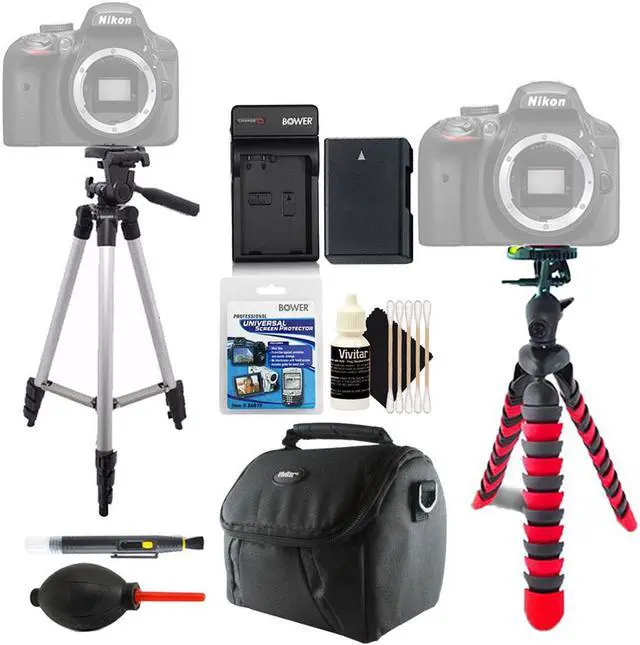 Main image of Tall + Flexible Tripod + Replacement for EN-EL14 Battery + Lens Pen + Dust Blower + Universal Screen Protector + Gadget Bag + 3pc Cleaning Kit
