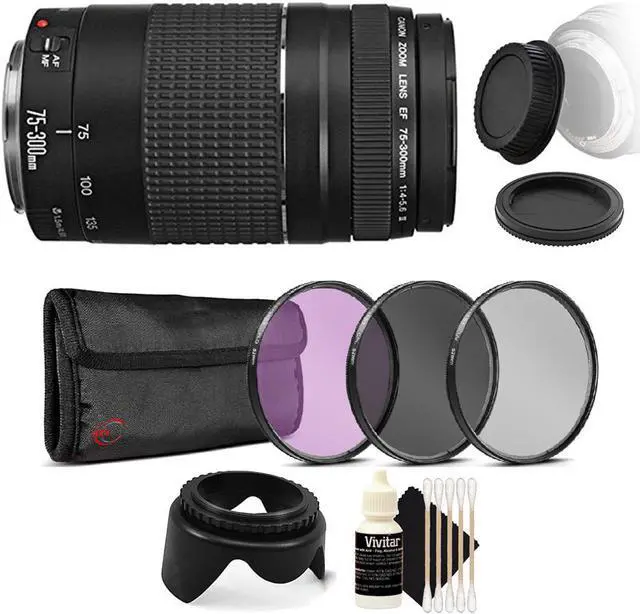 Main image of Canon EF 75-300mm f/4-5.6 III Lens  + 3pc Filter Kit Deluxe Accessories for Canon EOS 750D 760D 650D 600D
