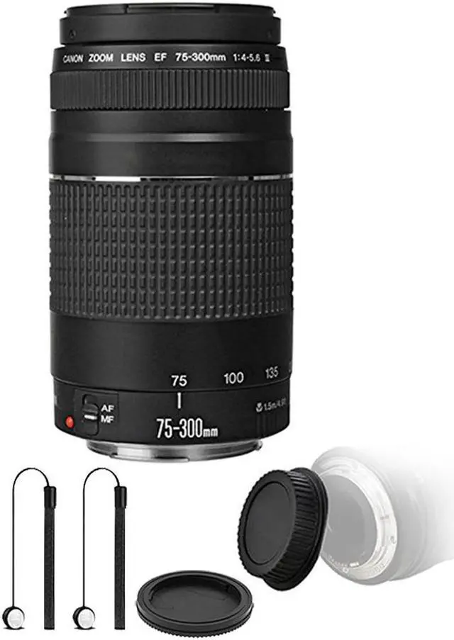 Main image of Canon EF 75-300mm f/4-5.6 III Lens + Rear and Front Lens Cap & Holders for Canon EOS 750D 760D 650D 600D