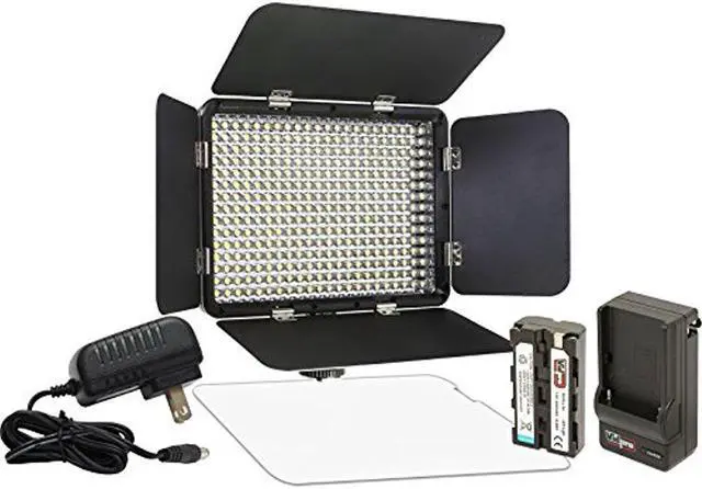 Alt view image 5 of 20 - Vidpro LED-330X Varicolor Studio Video Lighting Kit with Built-in Barn Doors & Diffuser Includes Li-ion Battery & Charger, AC Adapter, Adjustable Shoe Mount