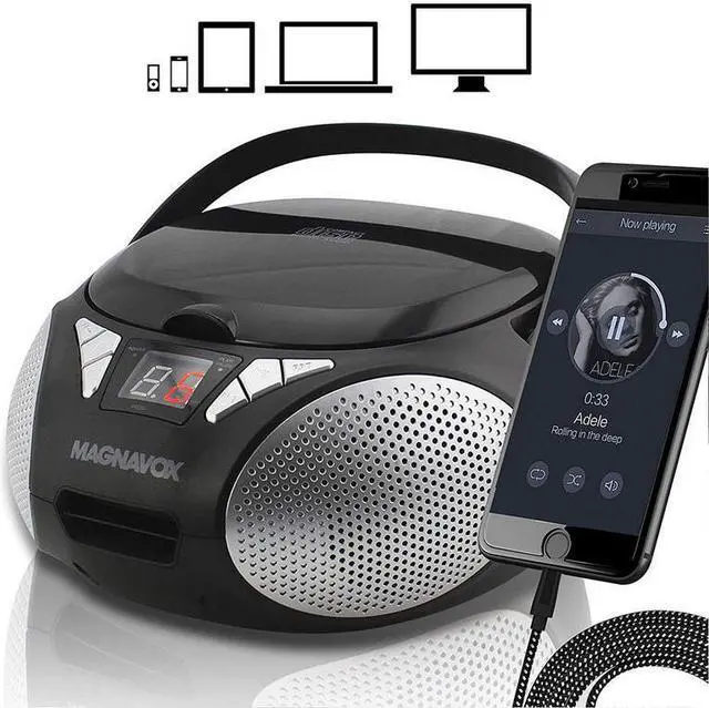 Alt view image 7 of 18 - Magnavox CD Boombox with AM/FM Stereo Radio in Black (MD6924)