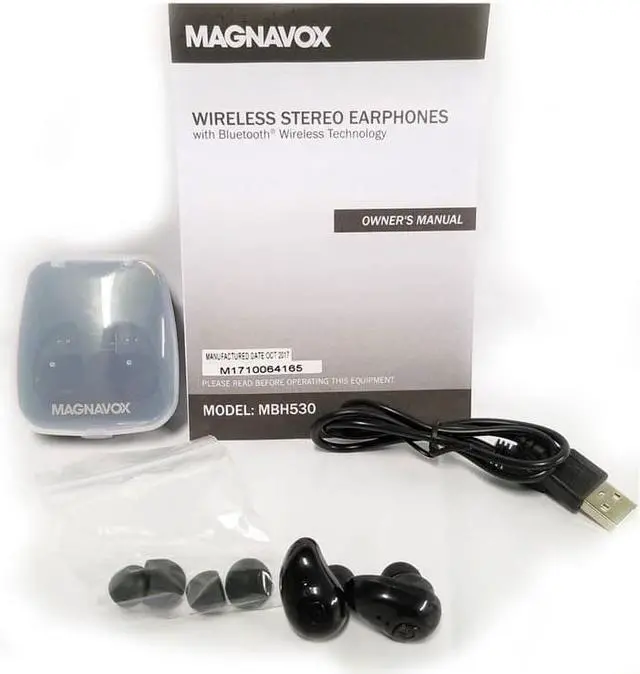 Alt view image 9 of 13 - Magnavox MBH530BK Mini Wireless Stereo Bluetooth Ear Buds Rechargeable Headphone