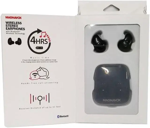 Alt view image 10 of 13 - Magnavox MBH530BK Mini Wireless Stereo Bluetooth Ear Buds Rechargeable Headphone