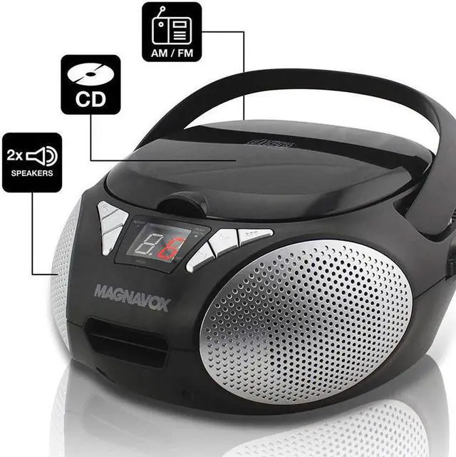 Alt view image 6 of 18 - Magnavox CD Boombox with AM/FM Stereo Radio in Black (MD6924)