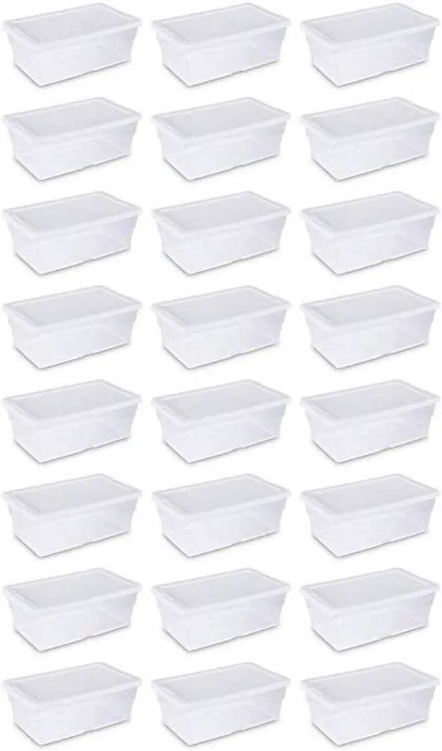 Main image of Sterilite 6 Quart Clear Stacking Closet Storage Tote Container with White Lid